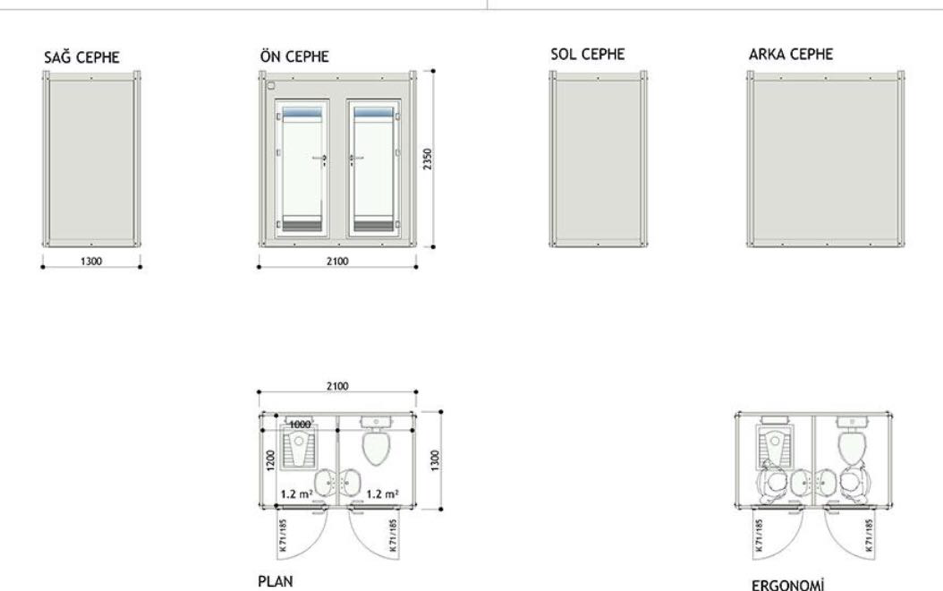 YENİ 210x130 Panel Kabin WC